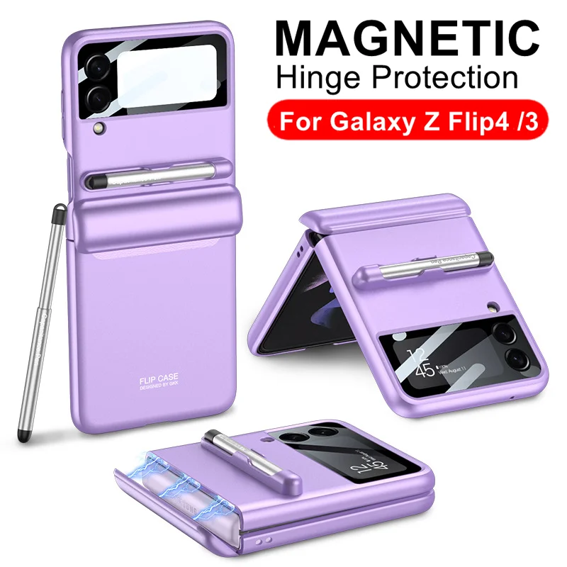 Case For Samsung Galaxy Z Flip4 3 5g Magnetic Hinge Full Protection Cover Camera Glass Hard Plastic Back Ring Case For Z Flip 4 Mobile Phone Cases Covers Aliexpress