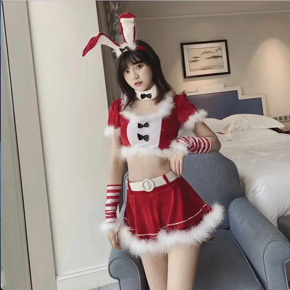 

Sexy Christmas Dress Female Halloween Uniform Bunny Christmas Dress Set Seduction Cosplay Set Christmas Party Performance Dress
