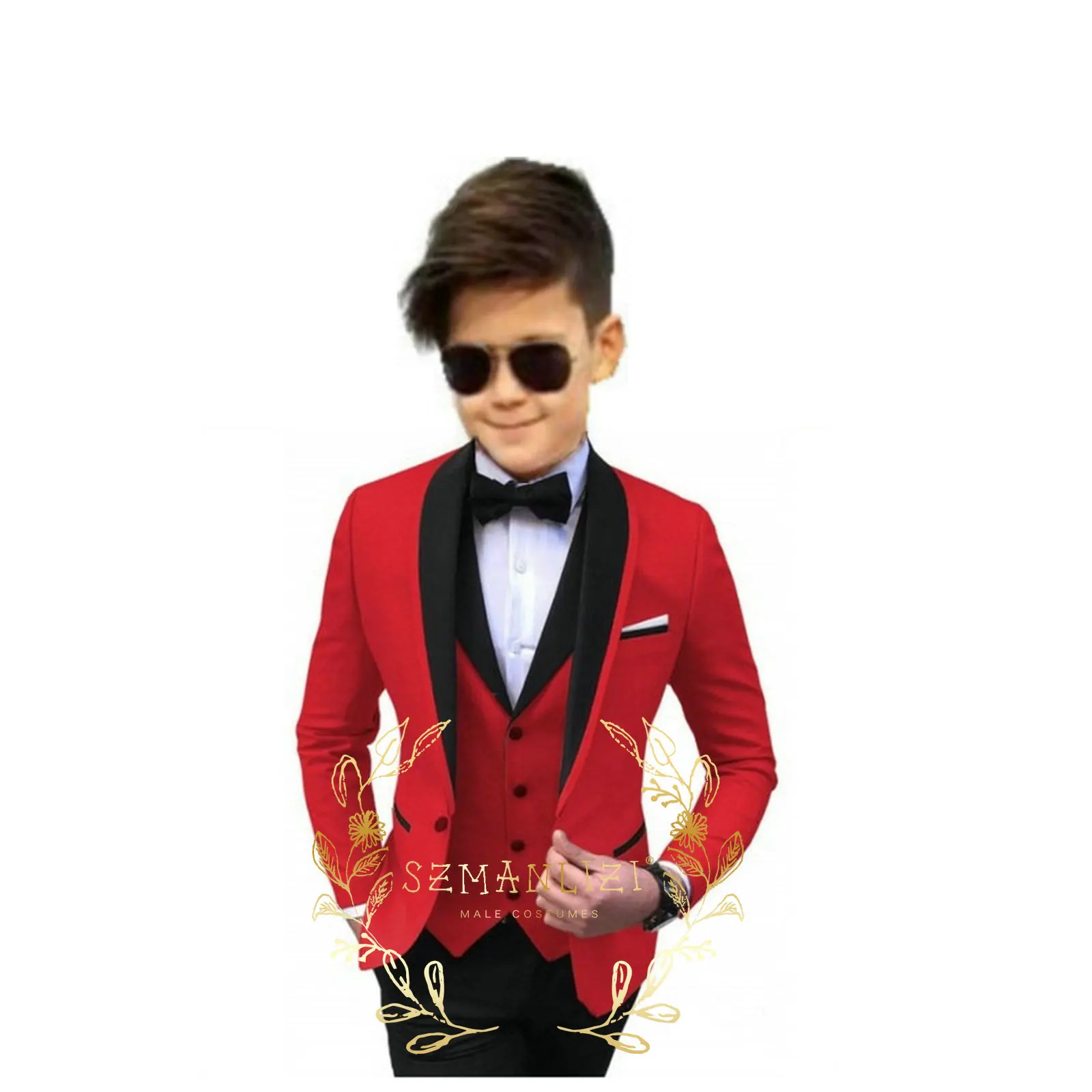 Formal Boys Suit For Wedding Children Gold Party Blazers Vest Pants Sets Outfit Shawl Lapel Kids Costume Gentlemen Prom Tuxedos