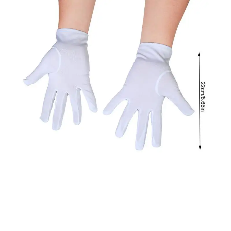 White Gloves Magician Honor Guard Hands Protector Full Finger Men Women Formal Tuxedo Etiquette Gloves Reception Parade