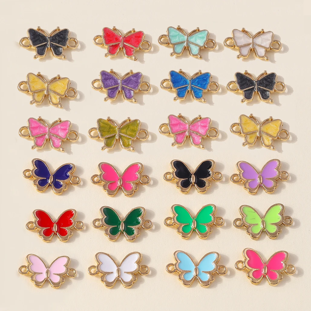Leslie 10 teile/los bunte mini schmetterling charme anhänger anschluss für armband halskette diy schmuck machen kleine schmetterlings anhänger