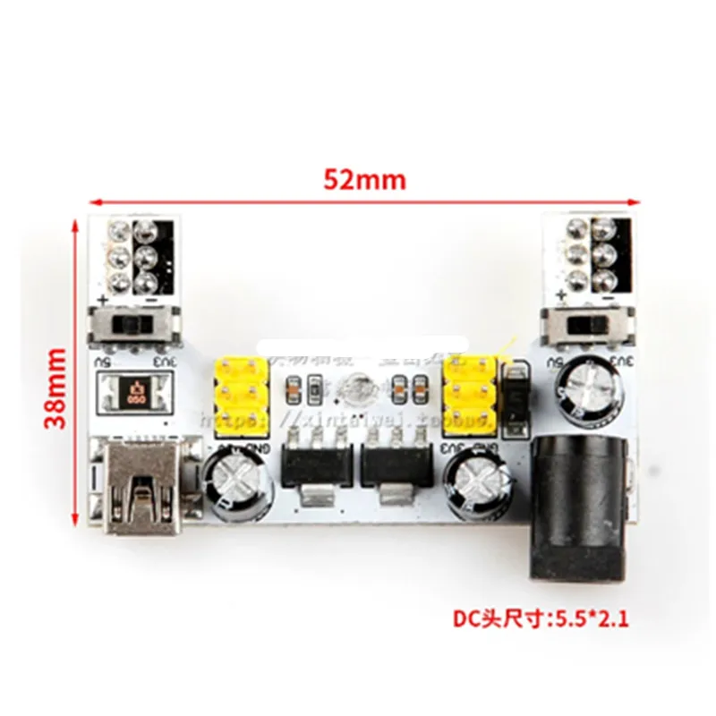 2PCS 전원 모듈, 브레드보드 전용, 5V/3.3V DC 전압 안정화 모듈과 호환되는 2채널 브레드보드 모듈