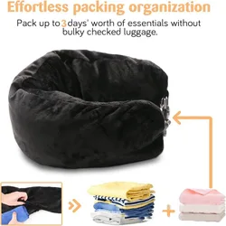 Travel Neck Pillow That You Stuff with Clothes - Avoid Excess Luggage fees. Doubles as a Carry-On and Extra Luggage