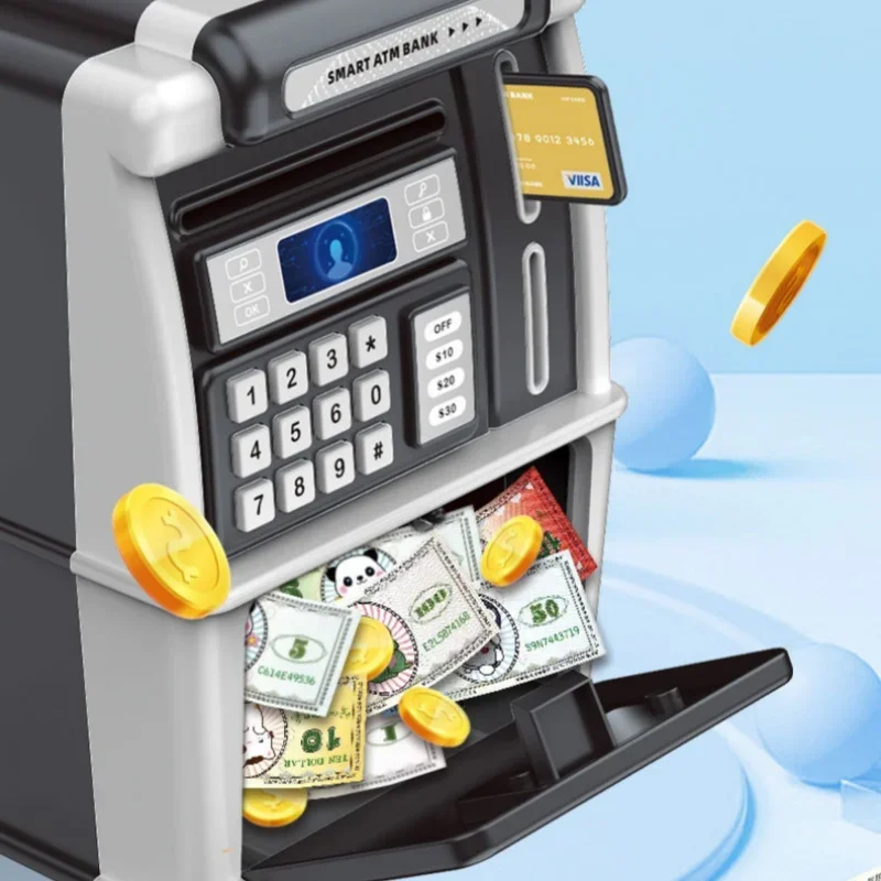 Smart Electronic ATM Piggy Bank for Boys Girls Password Lock Coin Banknote Savings Anti-Theft Banking Toy with Music Kids Gift