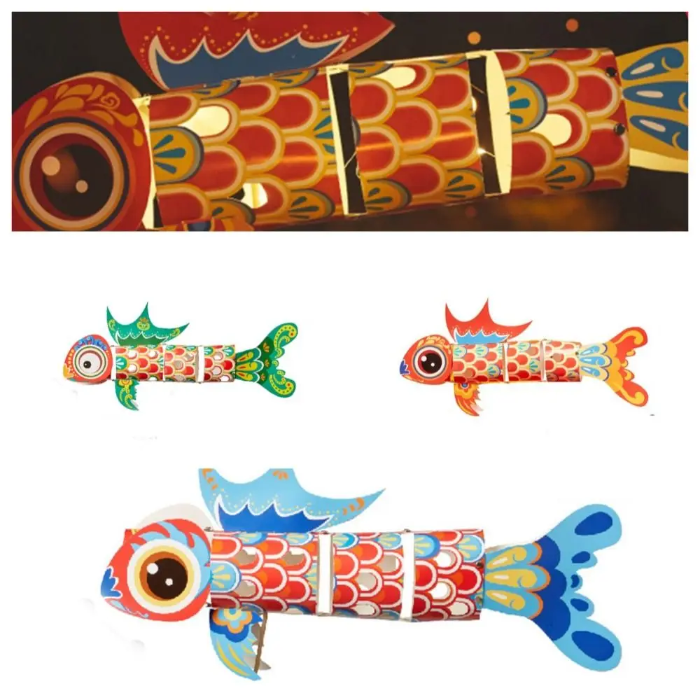 

Chinese Style Brocade Carp Lantern Handmade Good Luck Mid-Autumn Lantern DIY Intangible Cultural Heritage Koi Carp Fish Lantern