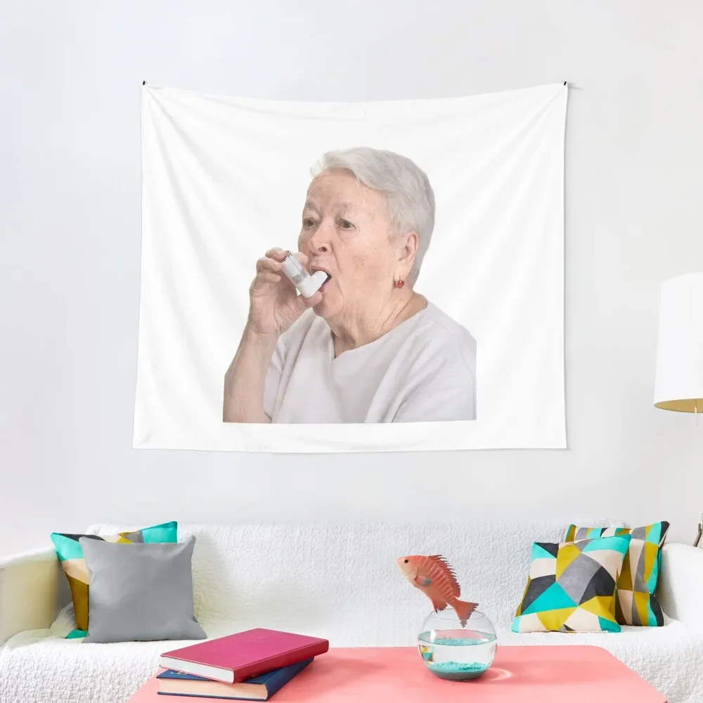 

Grandma Inhaler Meme Tapestry Carpet On The Wall Aesthetics For Room Tapestry