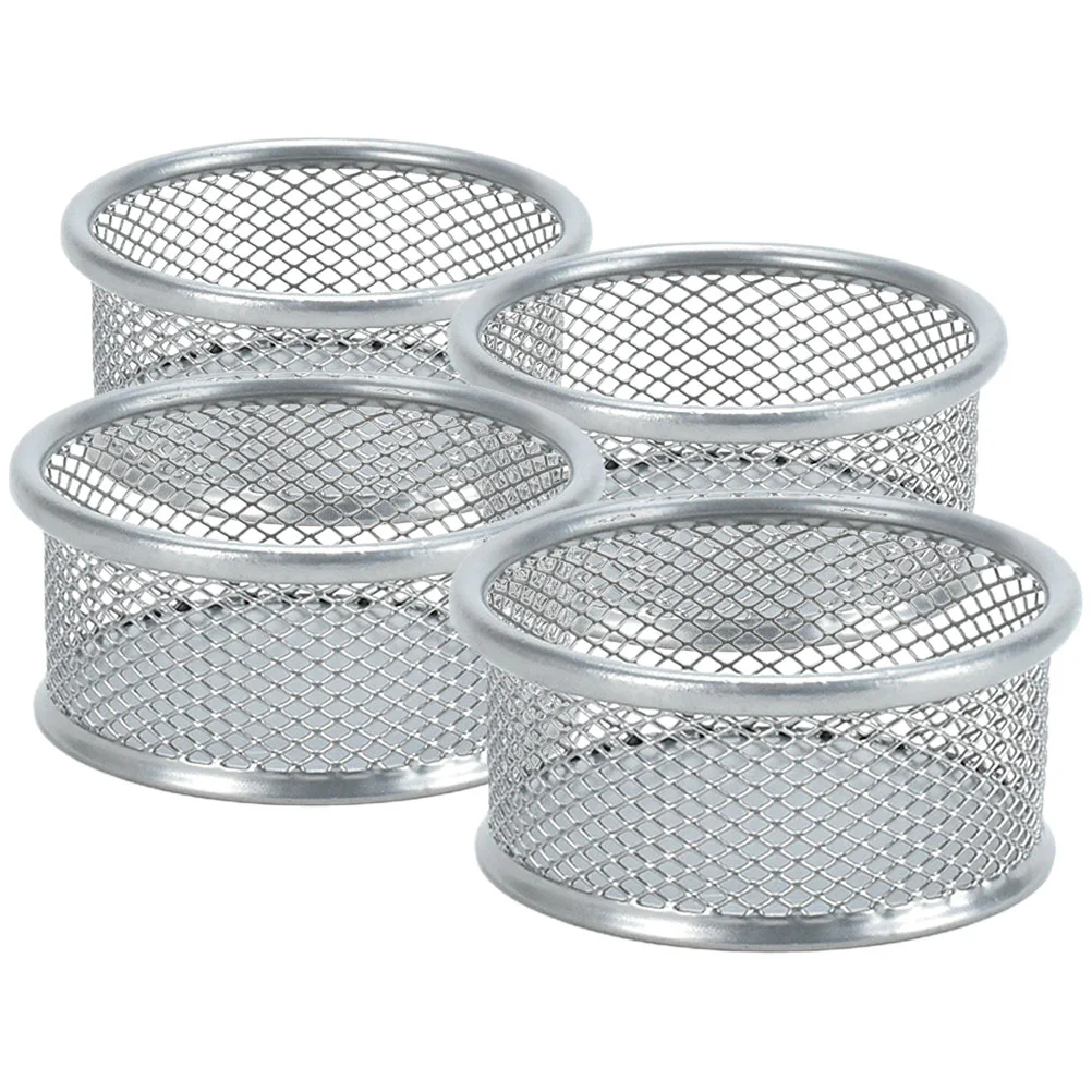 4 Pcs Paper Clips Office Supplies Desktop Mesh Holders School for Small Items Binder Iron Accessories Sundries