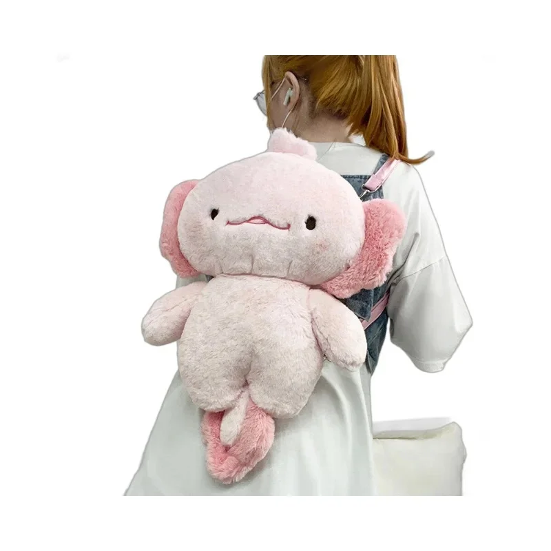 Kawaii Axolotls Plush Toy Pillow Cartoon Dinosaur Doll Cute Animal Stuffed Plushie Doll Axolotls Shoulder Bag Plush Backpack 6