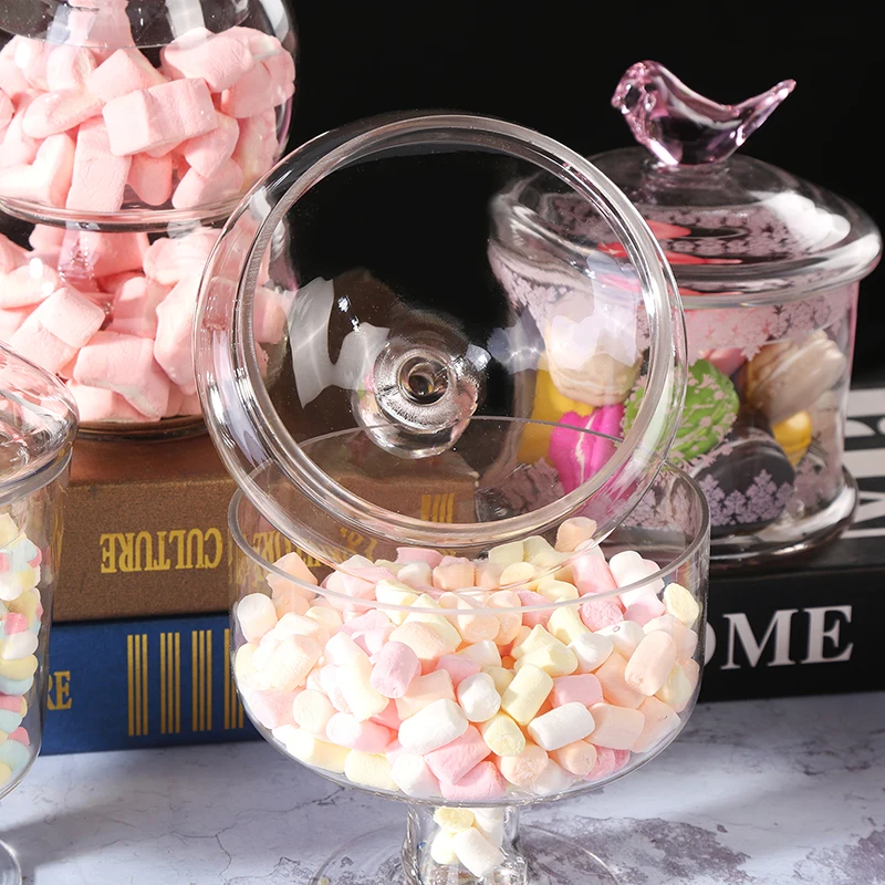 Description Picture 3 of itemGlass Candy Jar Transparent with Lid Grains Storage European Home Miscellaneous Box Bottles