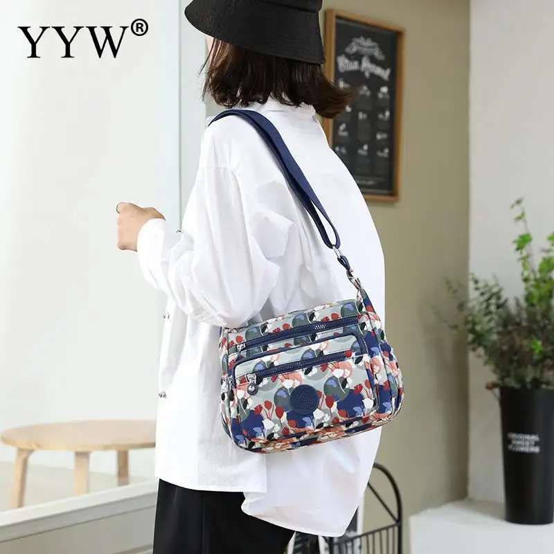 Floral Printing Casual Designer Women Shoulder Bag Nylon Female Handbag Large Capacity Waterproof Girls Messenger Crossbody Bags