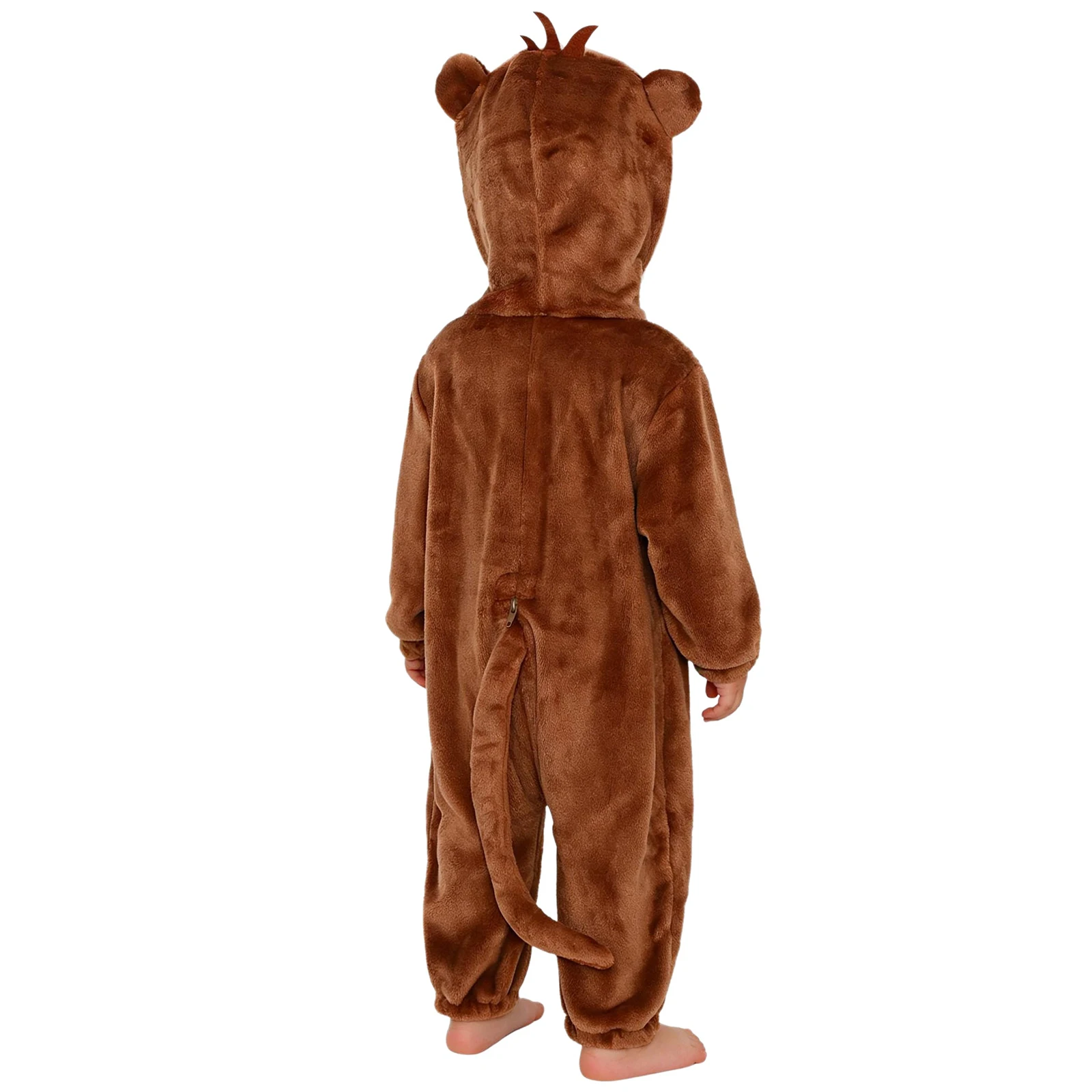 Toddler Boys Girls Animal Outfit Long Sleeve Zip-Up Cartoon Animal Hooded 3D Tail Jumpsuit for Home Theme Party Cosplay Costumes 2