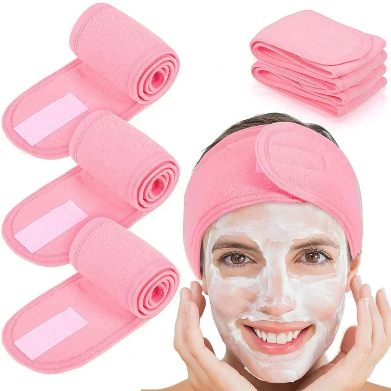 

Hot Facial Spa Headband Makeup Shower Bath Wrap Sport Hairband Terry Cloth Adjustable Stretch Towel With Magic Tape Head Wrap