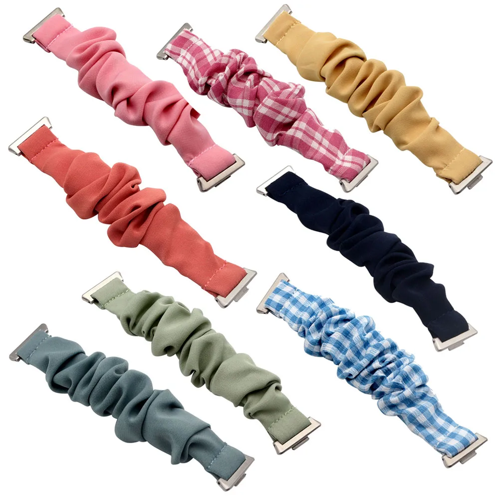 Blue Fabric Scrunchies Stretchy Wristband
