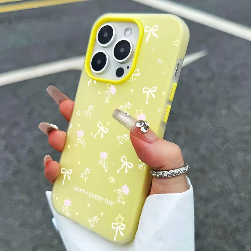 Cartoon Pink Flower Bow Smartphone Case Cover