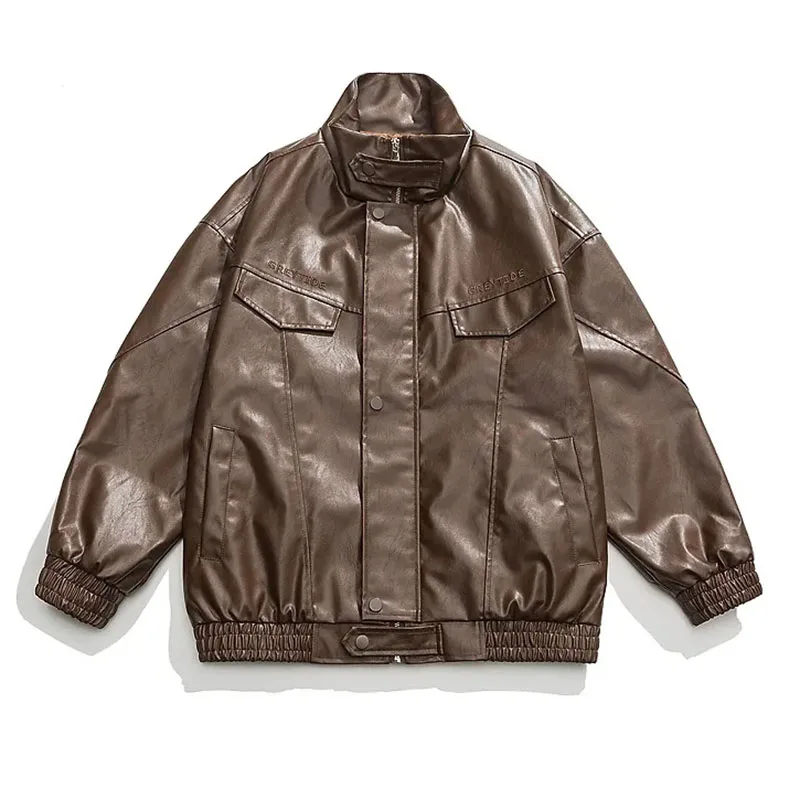 

Vintage Streetwear PU Jackets Female Autumn Winter Windbreak Women's Jacket Stand Collar Warm Motorcycle Jacket Coat For Women