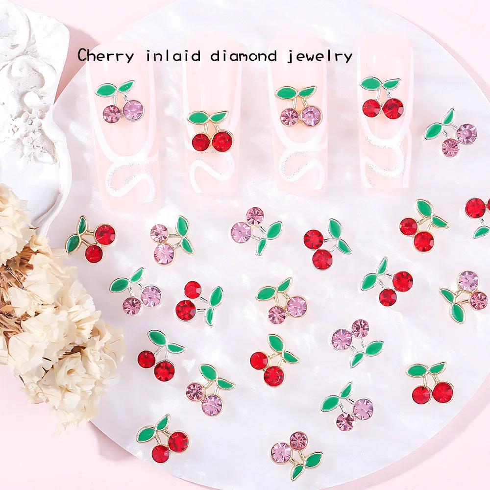 

10pcs/bag 2024 New Cherry Metal Nail Charms Ornament Nails Art Jewelry Decoration DIY Home Part Manicure Accessories Enhancement