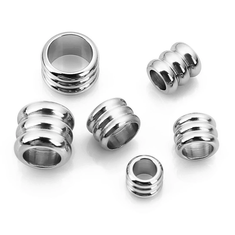 30pcs 3mm 4mm 5mm 6mm 스테인레스 스틸 큰 구멍 스페이서 비즈 DIY 쥬얼리 만들기 매력 목걸이 팔찌 튜브 비즈 도매