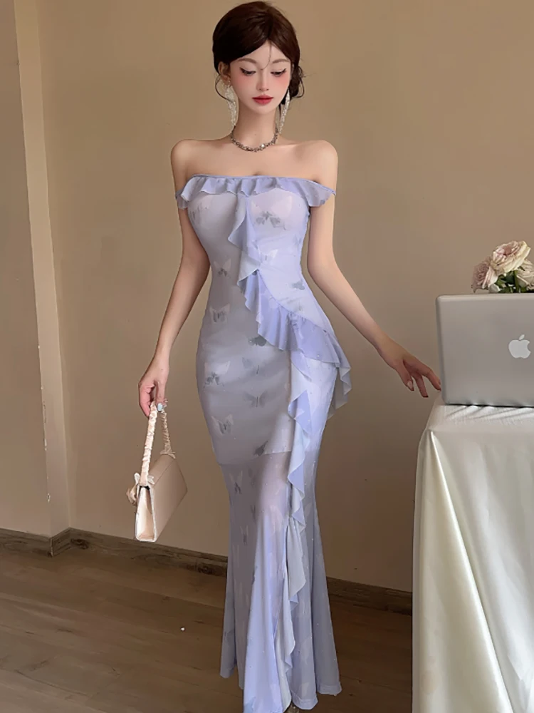 maxi dress beach cover up Classy Purple Spaghetti Straps Tiered Prom Dress,Summer Beach Dress Y4 –  Simplepromdress main image 0