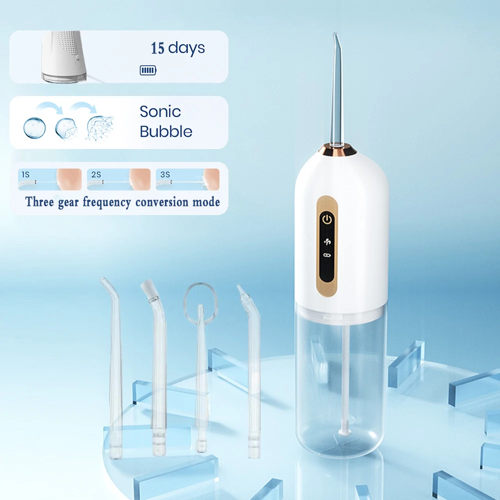 

Portable Oral Irrigator USB Rechargeable Powerful Dental Water Flosser Jet Teeth Cleaner 200ML Water Tank Mouth Washing Machine