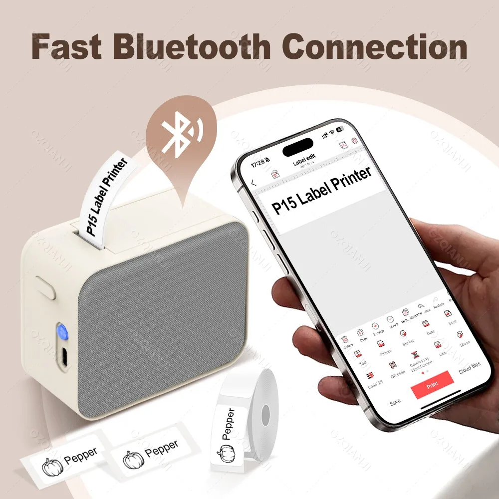Marklife P15 New Color Label Printer Wireless Bluetooth Portable Thermal Printer Label Machine Mini Label Maker & Sticker Paper