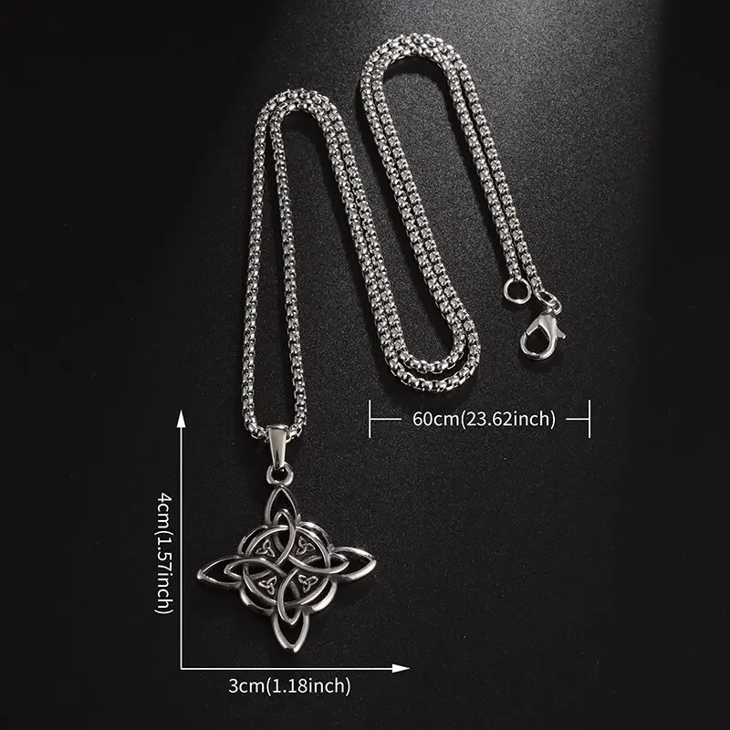 Vintage Witch Knot Necklace Stainless Steel Magic Knot Pagan