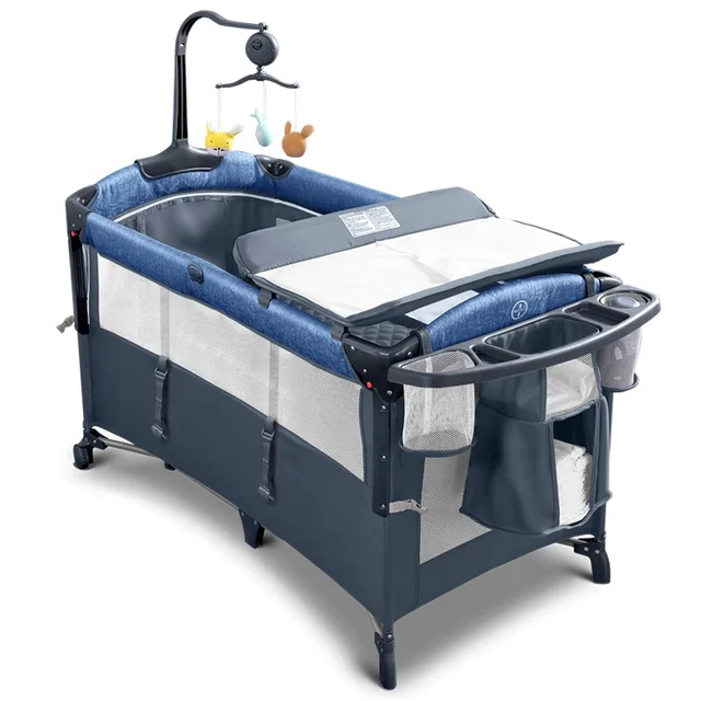 2024 Removable Multifunctional Export Baby Bed Adjustable Portable Baby Multifunction Crib, Suitable For 0-6 Years Old Infants 1