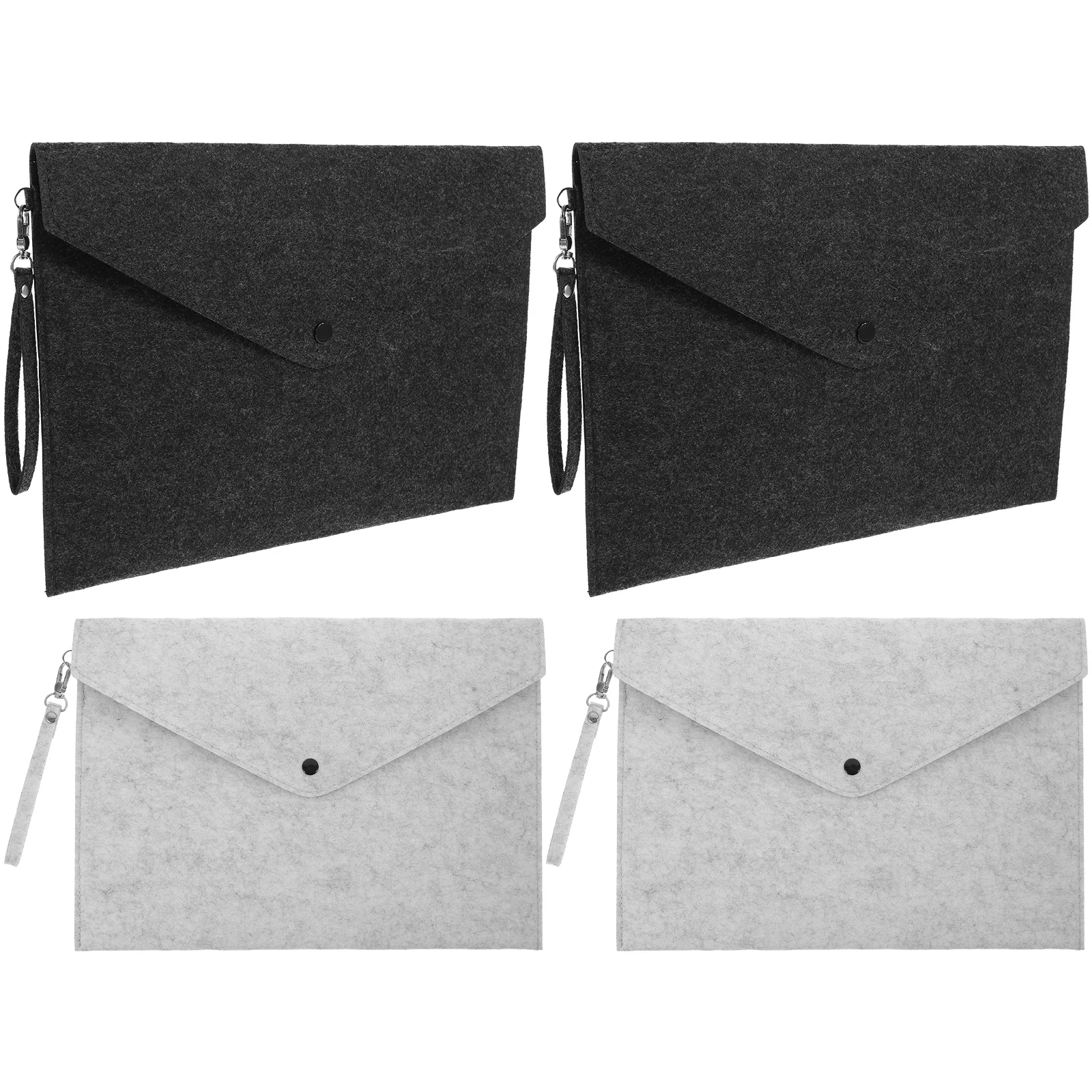 

4 Pcs Buttons Briefcase Bag with Loop Felt File Folder Portable Holder Envelope Snap Type A4 Document Travel