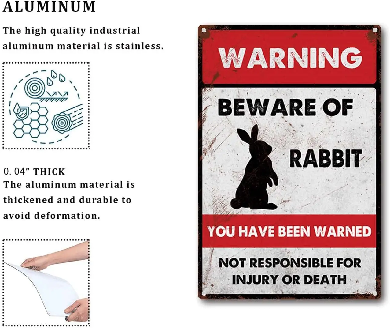 Beware of Rabbit Metal Tin Sign - ewgift
