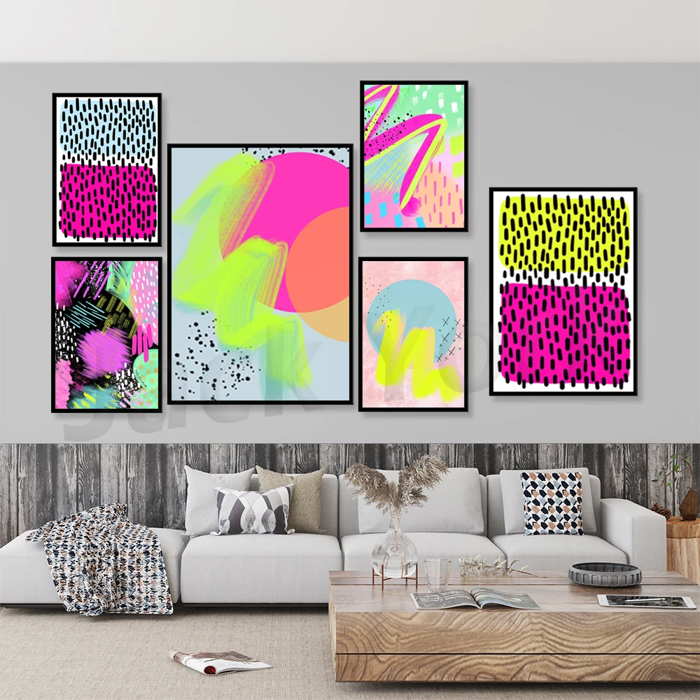 

Abstract art neon print, contemporary art, home decor