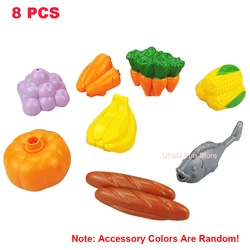 Deluxe Architectural Building Blocks Set for Kids - Educational Toy with Accessories (Food 8pcs)