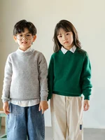 Children's Winter Basic Model Pure Wool Thick O-neck Pullover Boys Girls Kid 100% Au Merino Sweater Solid Teenager Tops Jumper 2