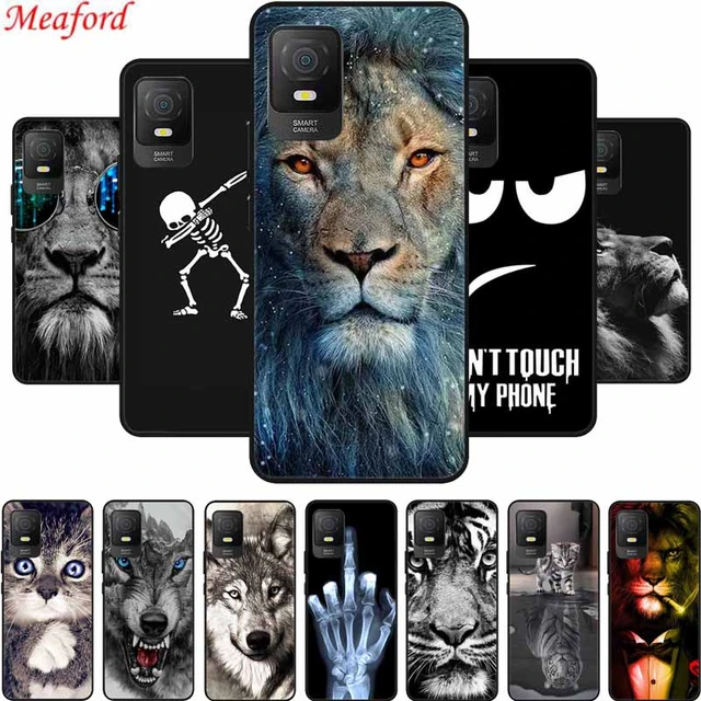 Per TCL 403 custodia per telefono Cool Lion Wolf Tiger Cat custodia morbida  in Silicone nero