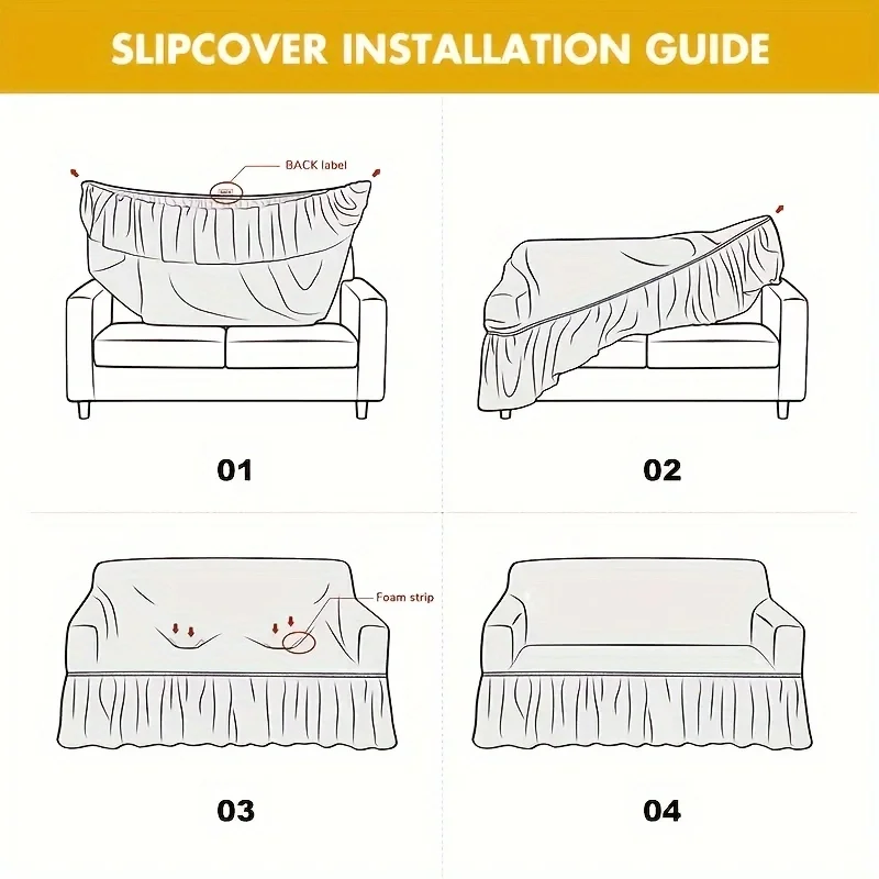 Description Picture 3 of item1pc Printed Skirt Sofa Cover, elastic, anti-slip. Simple, modern, all-season, dust & cat-proof. Retractable, washable, durable.