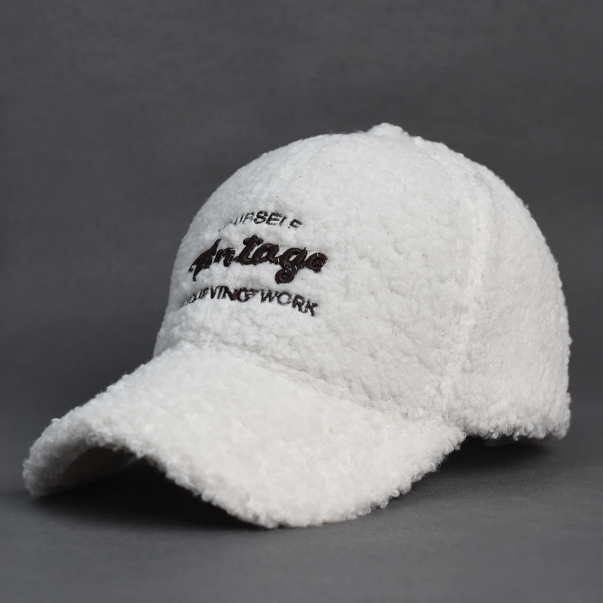 

Winter Lamb Fur Hat Baseball Cap Letter Embroidery Women Sun Hat Lady Girls Outdoor Warm Plush Caps adjustable Trucker Dad Cap