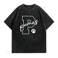 Pumas femmes t-shirt noir S vintage lavé polyvalent légèrement graphique décontracté unisexe haut pour un usage quotidien confortable 2
