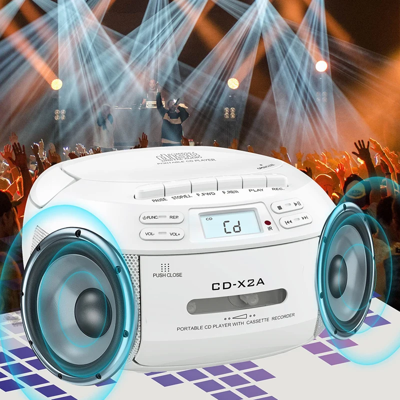 Portable CD Player Bluetooth Boombox CD Cassette FM Radio Tape Portable CD player Student Learning U disk MP3 Stereo Music Player