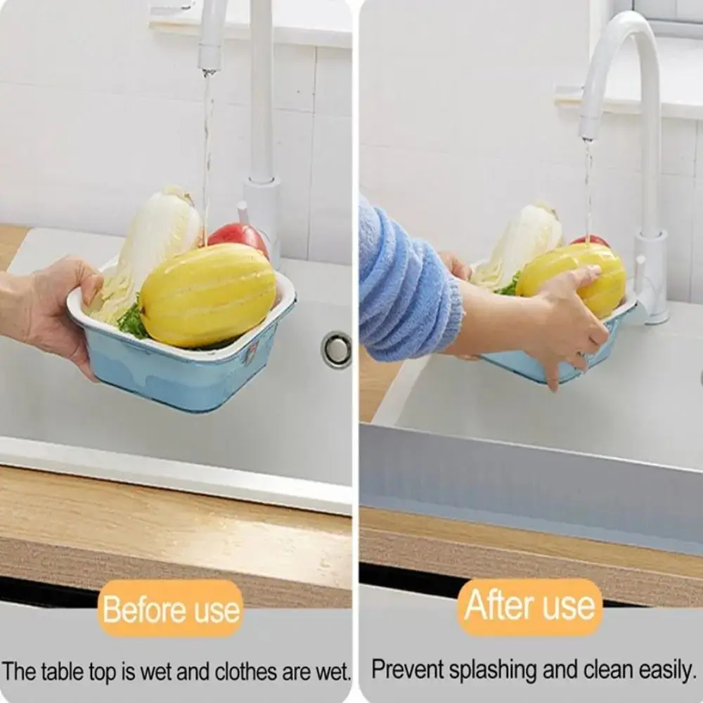 Durable Silicone Sink Splash Guard Heightenin with Suction Cup Kitchen Countertop Bar Reusable Soft Sink Guard Baffle Plate 1Pcs sink splash guard