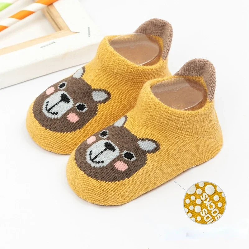 Baby Socks Winter Spring Anti Slip Baby Socks Cute Cartoon Animal Letter Print Toddler Kids Floor Socks Rubber Soles Baby Boy Girl