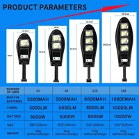 Upgraded 168LED Solar Street Light Outdoor Waterproof LED for Garden Wall Lamp Adjustable Angle Solar Lamp Built-in 10000mAH Hot 2