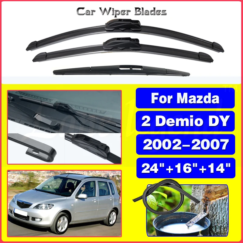 WiperFrontRearWiperBladesSetKitForMazda2DemioDY20022007