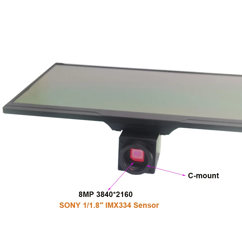 Lapsun 4K IMX334 HDMI 13.3 인치 60FPS 디지털 C 마운트 현미경 카메라 산업 AMOLED 모니터 LAN USB 포트와 통합