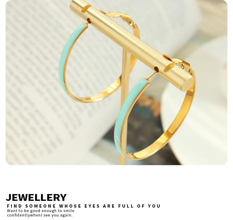 Reine Süße Drei-Farbe Tropft Kreis Große Ohrringe Nette Persönlichkeit Koreanische Ins Stil Elegante Ohrringe Schmuck Mädchen Geschenk – Detail 8