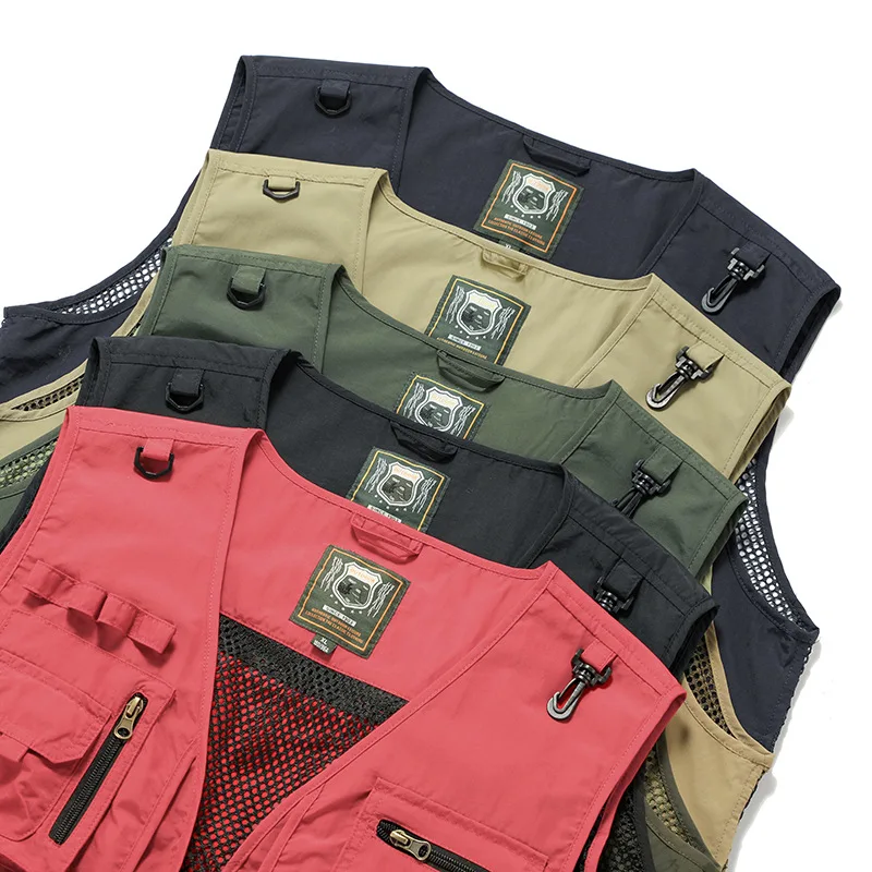 Summer Unloading New Men's US Tactical Hiking Fishing Vest Photographer Waistcoat Mesh Cargo Sleeveless Jacket Tools Pocket 5XL