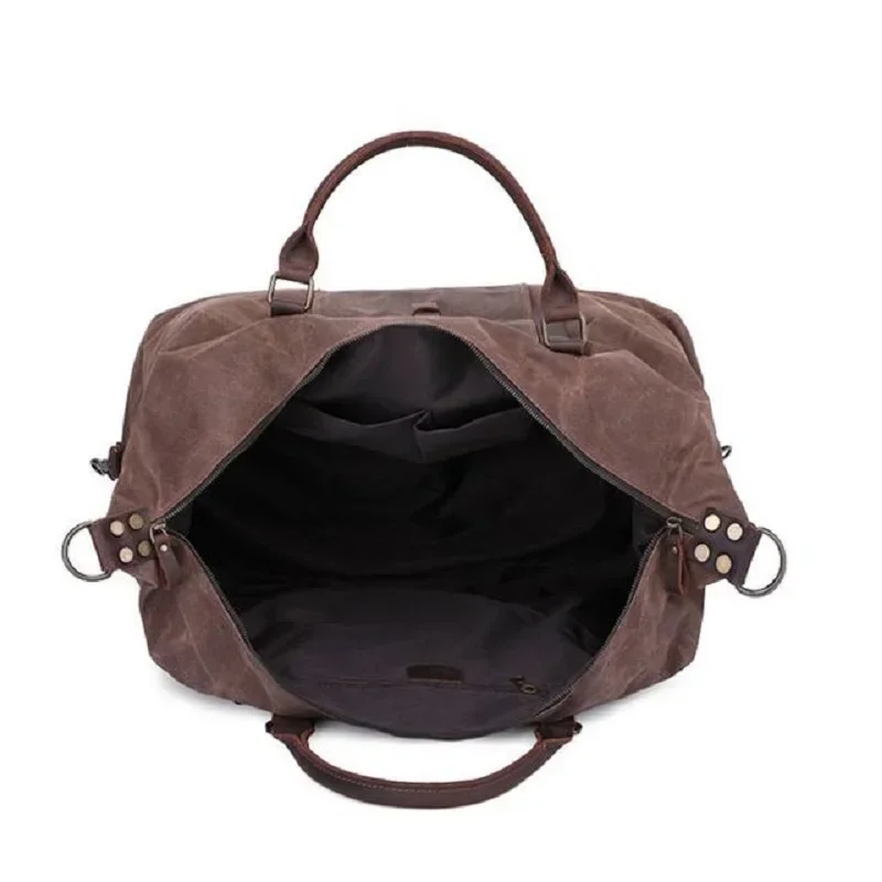 Vintage Waxed Canvas Men Travel Duffel Bag