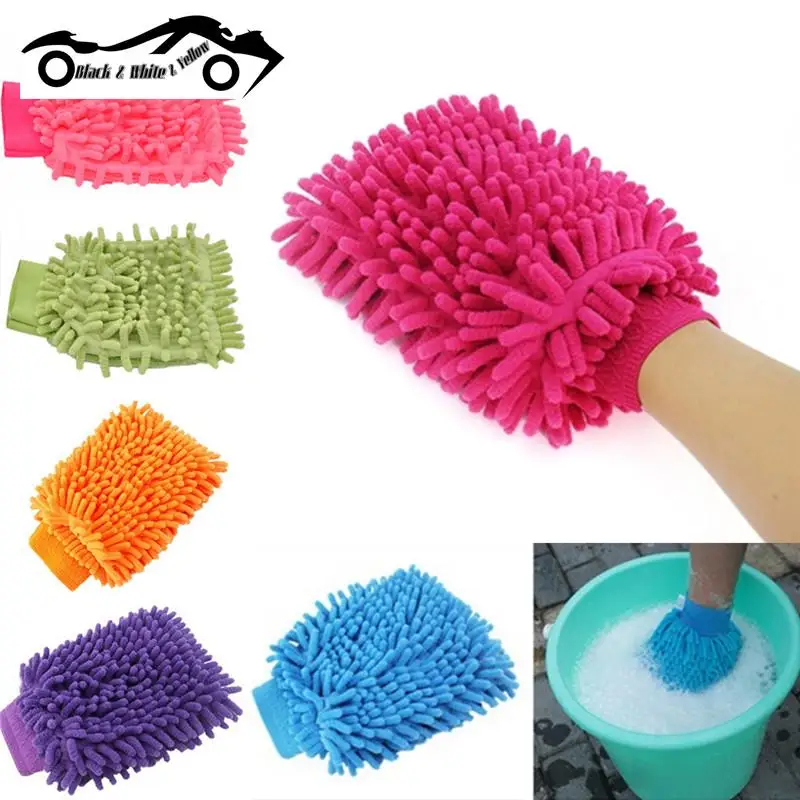 

1PC Ultrafine Fiber Chenille Microfiber Car Wash Glove Mitt Soft Mesh Backing No Scratch For Car Wash And Cleaning