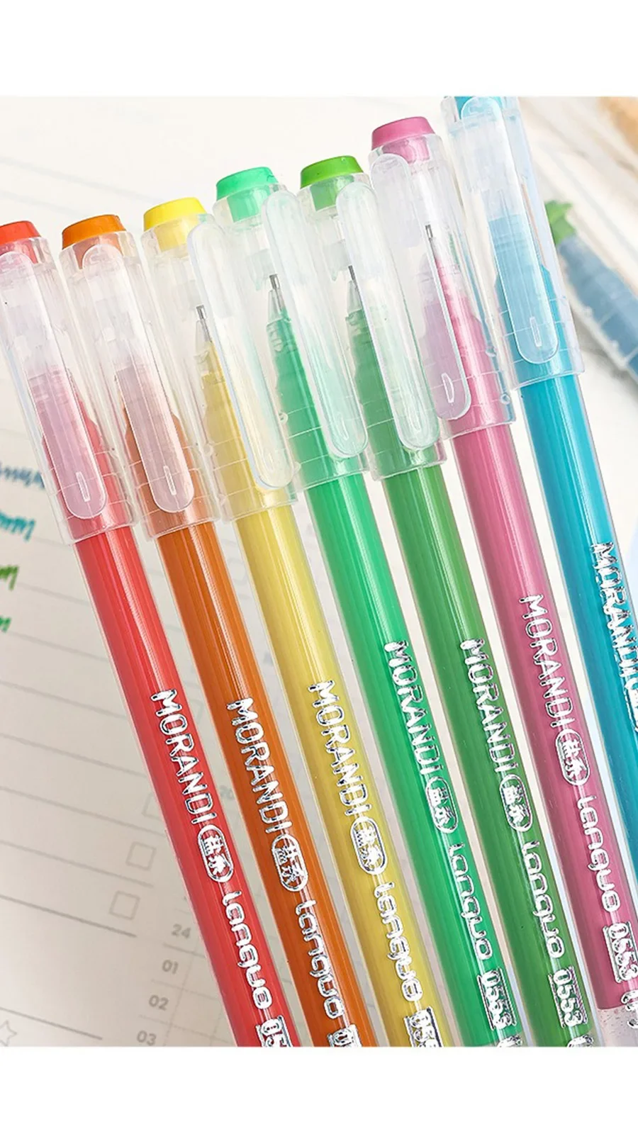 9-teiliges Set Morandi Color 0,5 mm Gelstift für Studenten, Schreiben, Malen, Skizzieren, Handkunstmarkierungsstifte, glatte Tinte, Schreibwaren, Geschenk – Detail 8