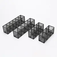 Simple 3/4/5/6 Grids Metal Mesh Desk Organizer Rectangle Durable Pen Holder Cosmetics Brush Storage Box Office Home Supplies 5