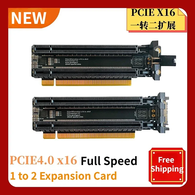 PCIe-Bifurcatie X16 Naar X8X8 Uitbreidingskaart PCIE Gen4 X16 1 Naar 2 Port Split Adapter Kaart 4P Power Port PCIe Port Extender
