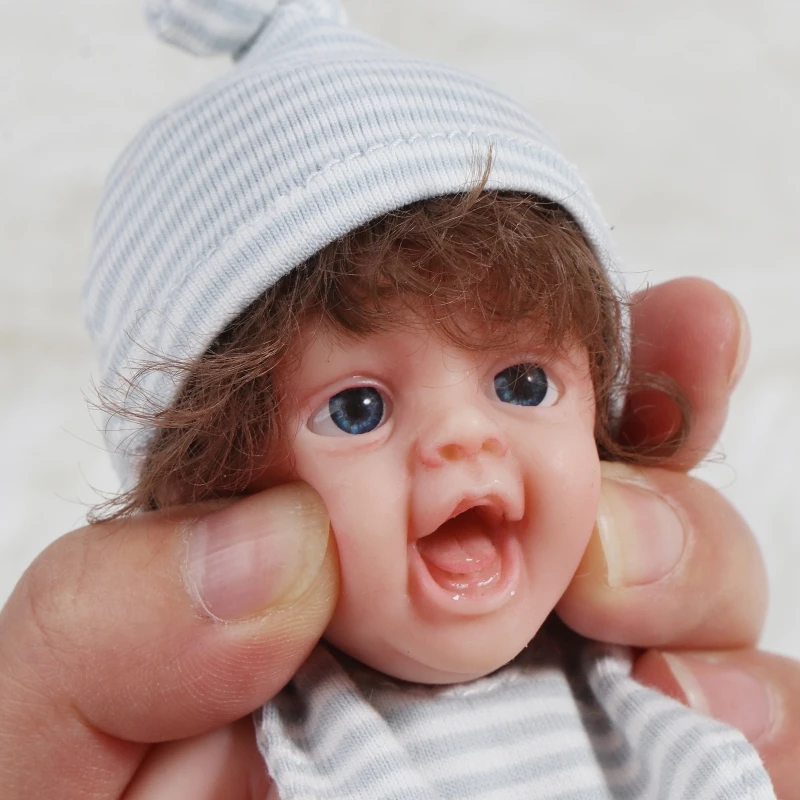 Mire & Mire 7 Miniature Reborn Baby Dolls Silicone Full Body Baby Soft Skin Mini Realistic Newborn Baby Dolls Real Life Tiny Baby Doll with Feeding