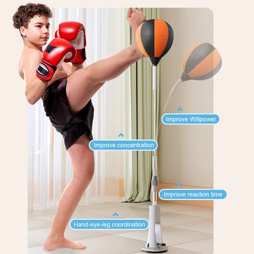 Boxing Bag Height Adjustable Speed Bag Punching Reflex Ball Set for Training Boxing Stress Relief & Fitness